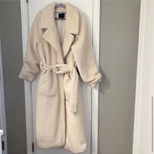 ELOQUII plus size teddy Sherpa coat with belt